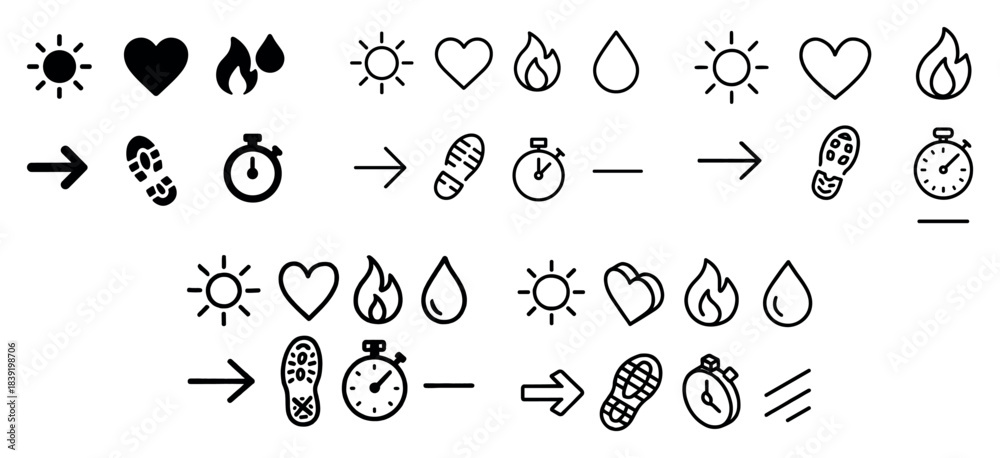 Naklejka premium Simple icons collection in rows