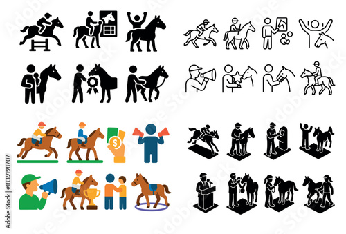 Equestrian icon set for horse racing