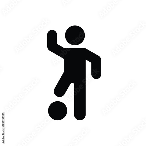 Simple silhouette icon depicting a soccer player in action, controlling the ball with a kick