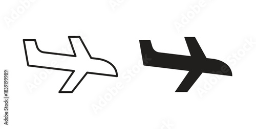 Arrival icons in line designs. solid silhouette style in black