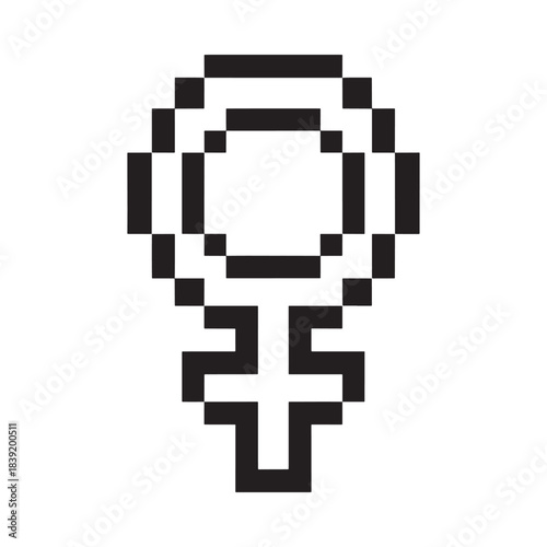 Pixel art venus symbol icon for female representation
