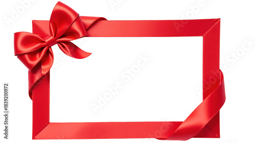 Vibrant red frame adorned with glossy bow and ribbon, perfect for showcasing special moments or gifts