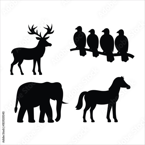 deer silhouettes vector