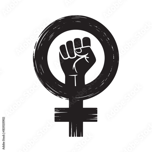 Feminist symbol with raised fist of empowerment
