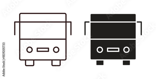 Bus icons in line designs. solid silhouette style in black