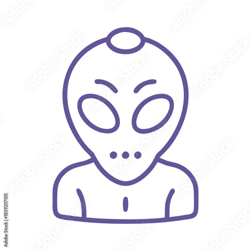 Simple purple alien icon on black background