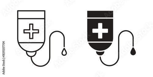 Chemotherapy icons in line designs. solid silhouette style in black