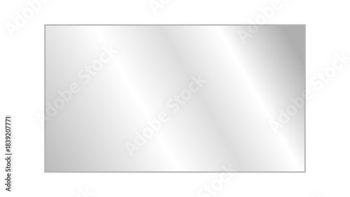 16:9 ratio rectangular transparent glass plate with realistic light glare and reflection. Shiny and glossy clear gradient glass panel for monitor, laptop or TV screen mockup. Vector illustration.
