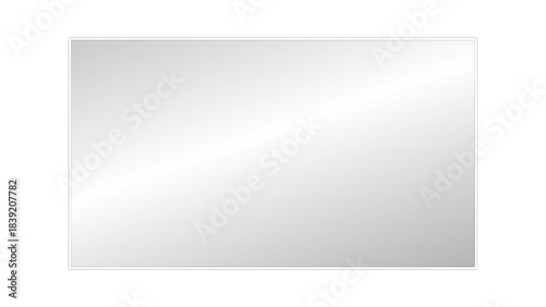 16:9 ratio rectangular transparent glass plate with realistic light glare and reflection. Shiny and glossy clear gradient glass panel for monitor, laptop or TV screen mockup. Vector illustration.