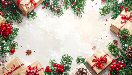 冬の贈り物が縁取るクリスマスモチーフのフレーム素材3
