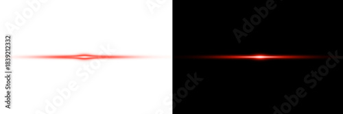 Foto Horizontal light rays of red color as special effect on transparent background g
