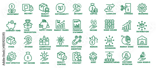 Profitable Business line editable icon set. Contain icons related to business profit. Editable stroke. Vector illustration