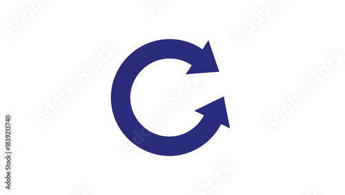 Vector illustration of deep blue reload symbol indicating looping and refreshing.
