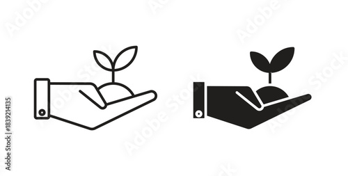 Environment icons in line designs. solid silhouette style in black