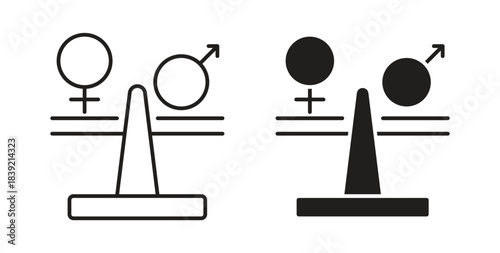 Equality icons in line designs. solid silhouette style in black