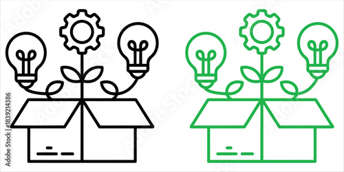 Creative Thinking Linear Vector Icon. Thin line illustration representing Innovation, New Perspective, Unconventional Ideas, and Problem Solving. Ideal for business and strategy concepts.