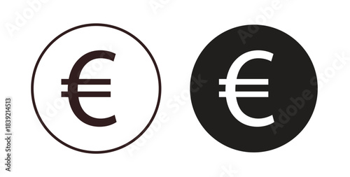 Euro icons in line designs. solid silhouette style in black