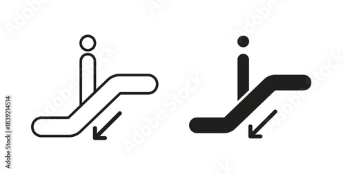 Escalator icons in line designs. solid silhouette style in black