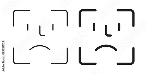 Face id icons in line designs. solid silhouette style in black