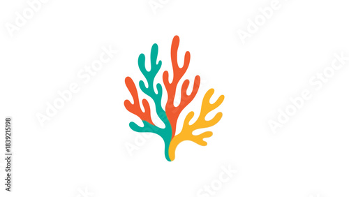 Vector illustration of simple colorful coral, a vibrant aquatic plant in flat style.