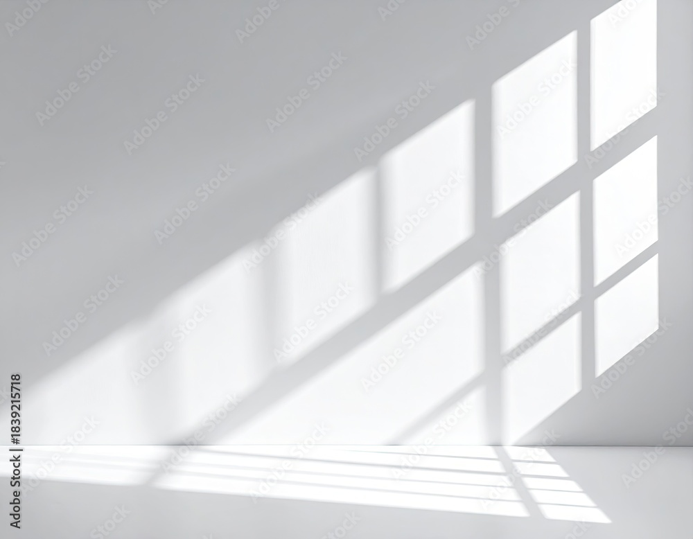 Obraz premium Sunlit wall. Window light creates stark, geometric shadows