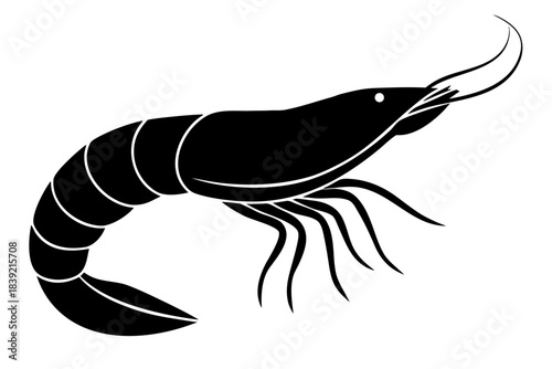 shrimp silhouette vector, Sea lobster black symbol
