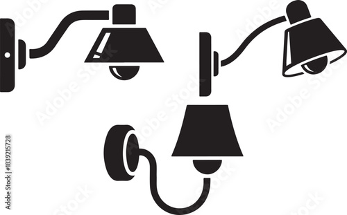 Collection of modern wall sconce lighting fixture icons