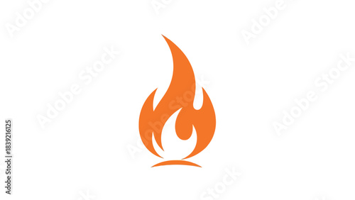 Vector illustration of simple fire icon, vibrant orange flame, burning with intensity