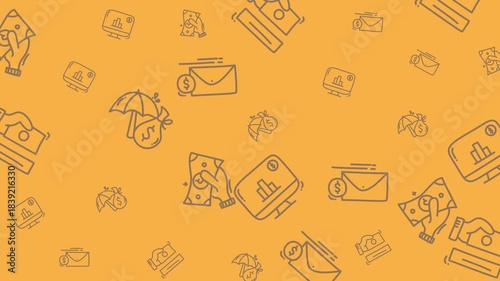 Ecommerce pattern financial icons display digital shopping with money credit cards and charts ideal for website banners, online advertisements, and presentations.
