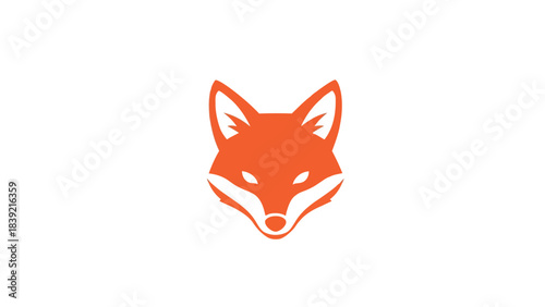 Flat design of a bright orange fox head vector illustration on plain background