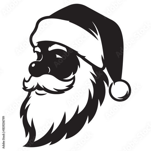 Santa Claus head wearing a hat with a pom face