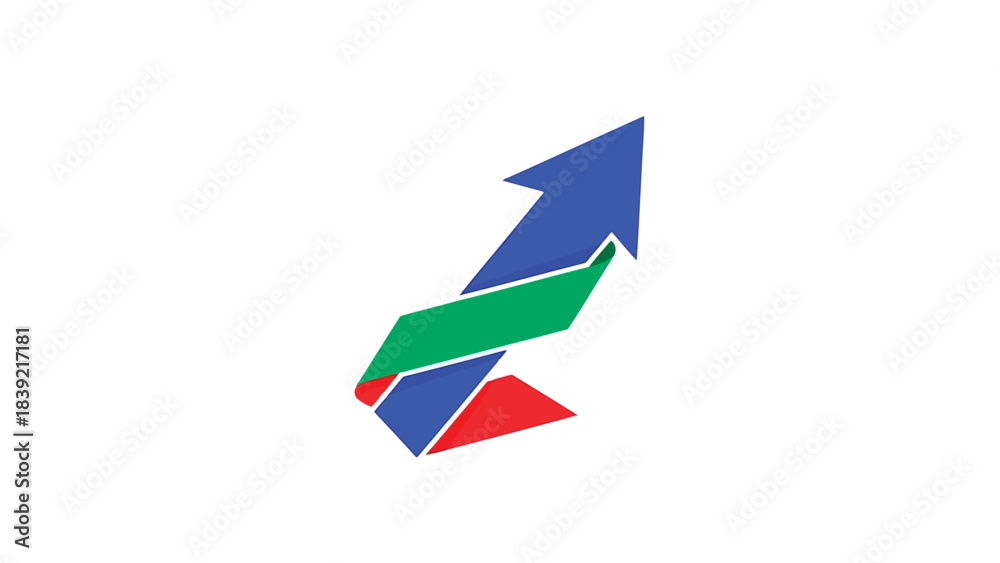 Naklejka premium Flat design of colorful arrow pointing up, growth, innovation, and success concept