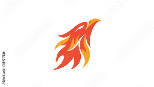 Vector illustration of fiery eagle head, graphic logo design, burning phoenix.