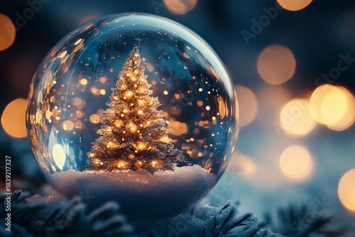 Christmas ball in the snow