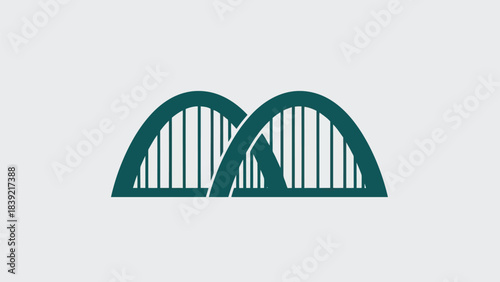 Vector illustration of teal bridge icon, arching design, modern architecture concept.