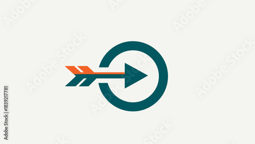 Icon of arrow target, business strategy and marketing achievement vector illustration.