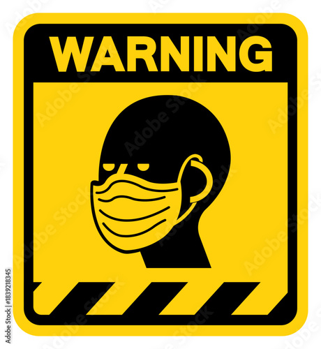 Wear Face Mask Warning Sign, Vector Illustration, Isolate On White Background Label. EPS10