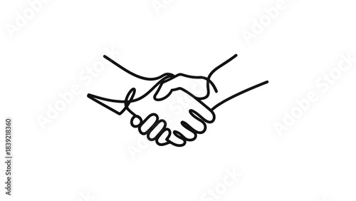 Vector illustration of continuous line drawing of business handshake agreement