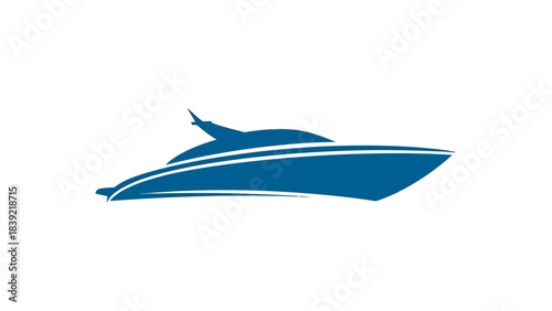 Vector illustration of abstract blue yacht with brush stroke texture design art