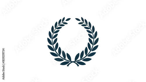 Vector illustration of detailed laurel wreath, victory symbol, simple design style.