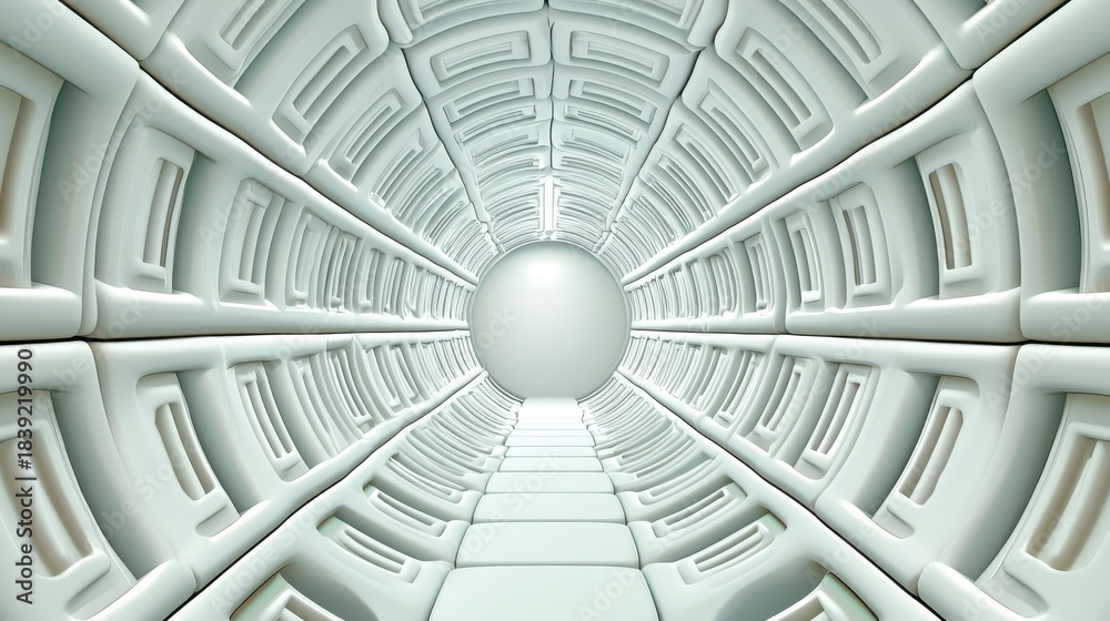 Fototapeta premium Abstract White Geometric Tunnel 3D Rendering