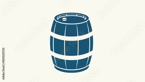 Vector illustration of a navy barrel with wooden accents on a light cream background