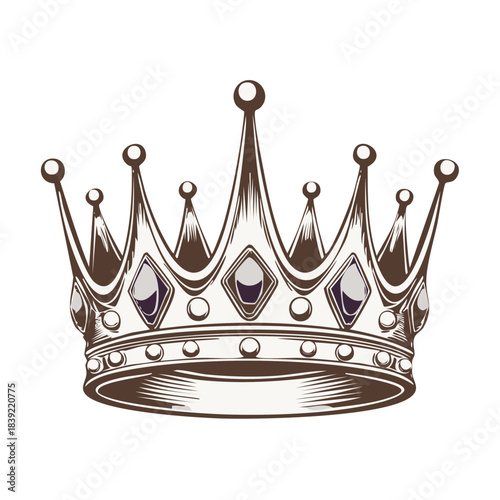 Decorative vector illustration of a crown with gemstones, symbol of power, royalty, and status