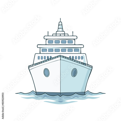 Cruise ship on the water, cartoon vector image, ocean voyage