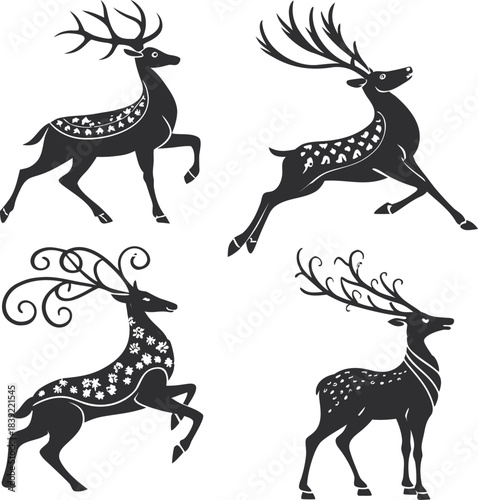 set of deer silhouettes