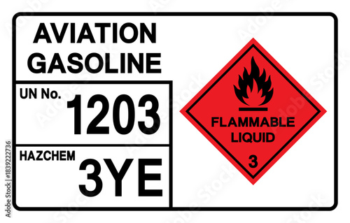 Aviation Gasloline UN 1203 Symbol Sign, Vector Illustration, Isolate On White Background, Label.EPS10