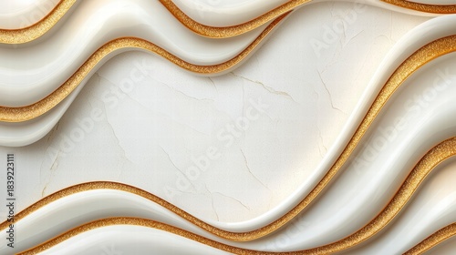 Abstract White and Gold Waves Background Texture