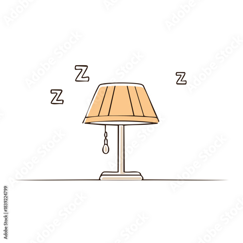 Cartoon Lamp Emitting Z Letters Representing Sleep Illustrating Relaxation Theme