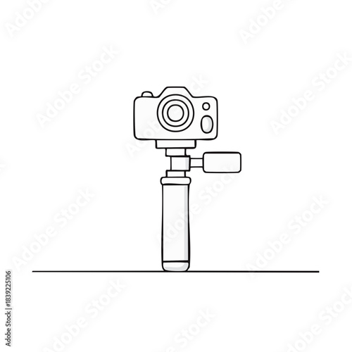 Hand Drawn Digital Camera with Grip, capturing content creation for various applications and online presence for bloggers, vloggers, and streamers