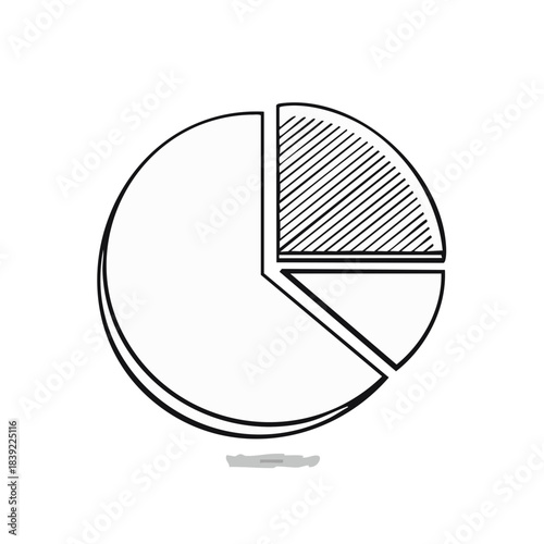 Hand-Drawn Pie Chart with a Striped Section Displaying Numerical Data